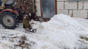 Трактор TZ-4K-14 чистит снег/Tractor TZ-4K-14 plowing snow