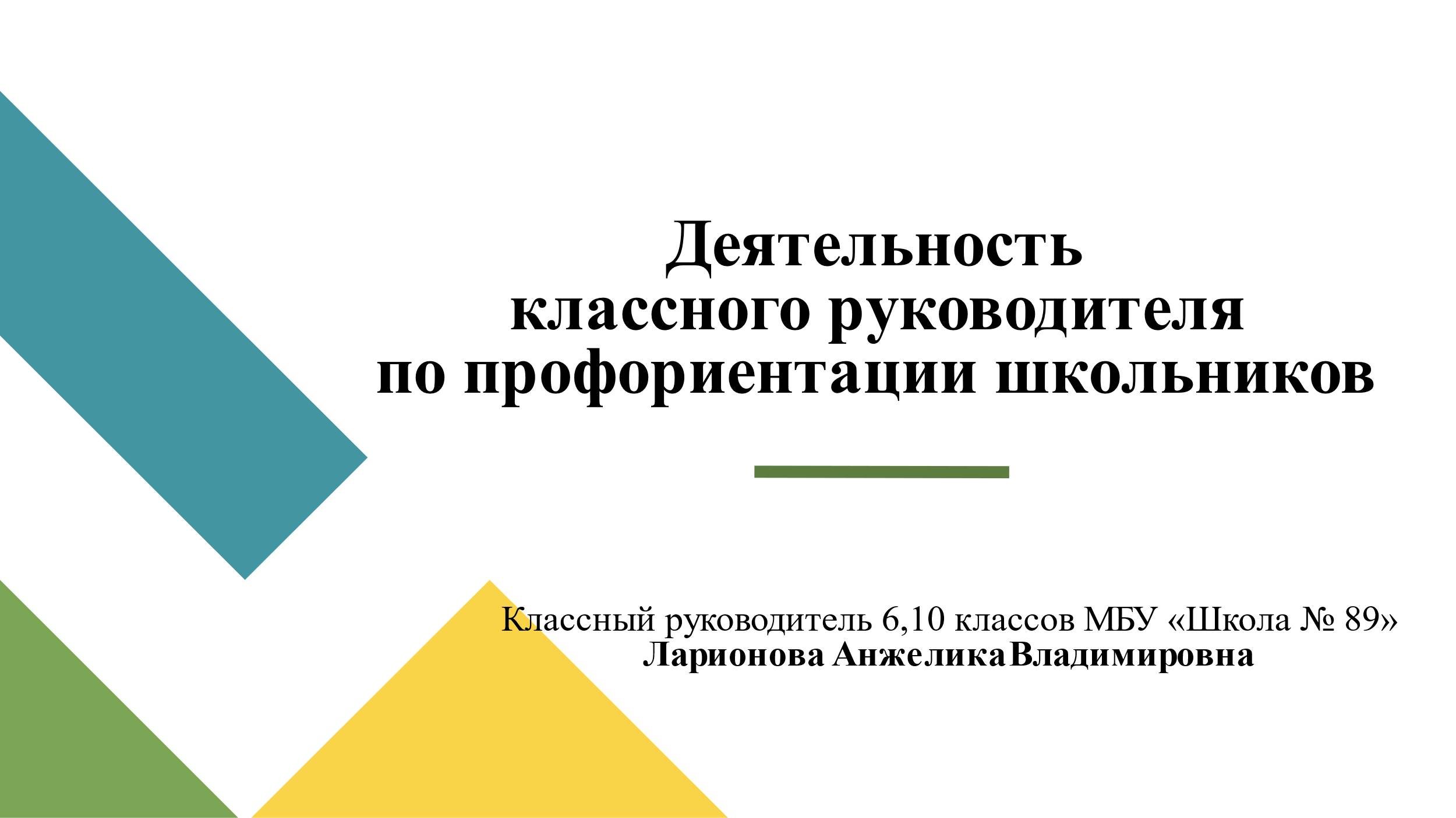 Деятельность классного руководителя по профориентации школьников