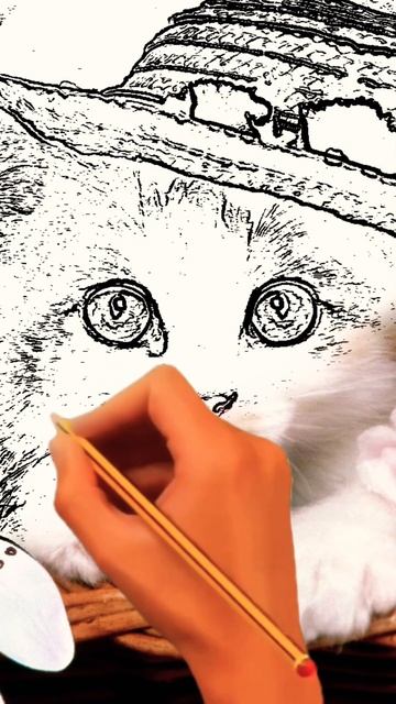 Hand painting of kitty 🐱 #goviralshorts#kittycat#paintingtutorial#viral #cat #funnycats #cute#kitty