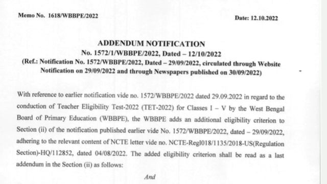 WB TET Notice Today|Primary Tet 2022 Form Fillup 2022|