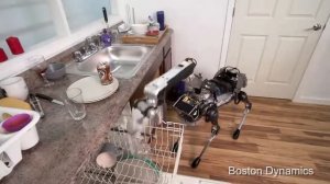 Робот Spot Mini -  тело с длинной шеей и головой динозавра