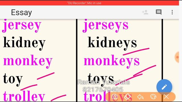 General English : Singular and Plurals