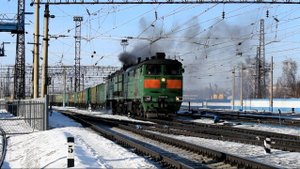 Тепловоз 2ТЭ10М-0714. Отправление. Звук 10Д100.