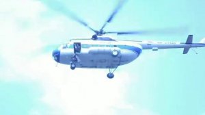 Десантник-пожарный завис при спуске с вертолёта Ми-8