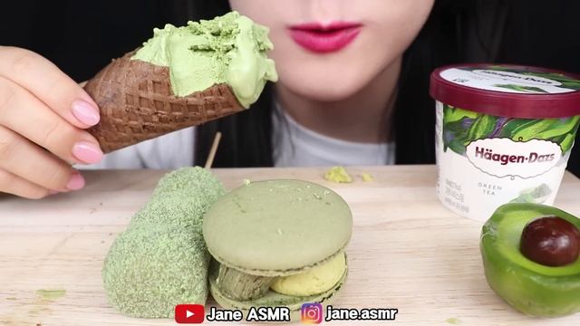 ASMR GREEN FOODS, ICE CREAM 그린 푸드 아이스크림 먹방 EATING SOUNDS