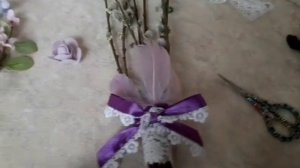 Оформление букета вербы.