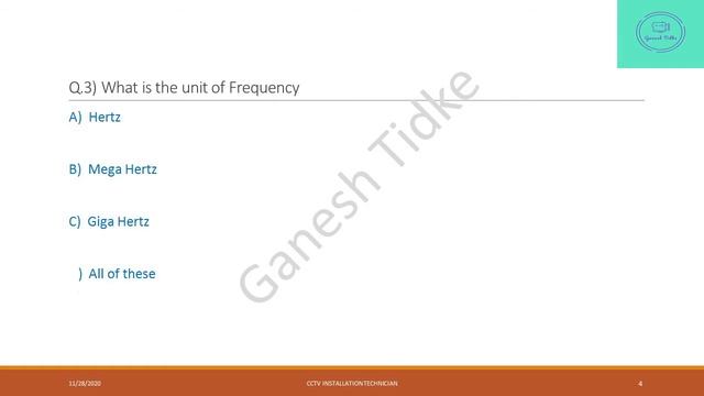MCQs on CCTV Installation Technician  Part 3