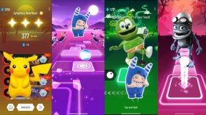 Pikachu🆚Oddbods Pogo🆚Gummy Bear🆚Crazy Frog - Tiles Hop EDM Rush Gameplay.