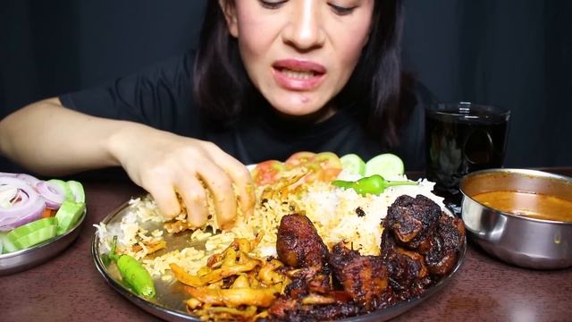 Spicy Chicken Fry + Mushroom Curry + Beans Curry + Basmati Rice #ASMR/EATING SHOW BIG BITES MUKBANG