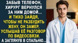 Забыв телефона, хирург вернулся за ним домой... И тихо зайдя, чтобы не разбудить жену, она замер...