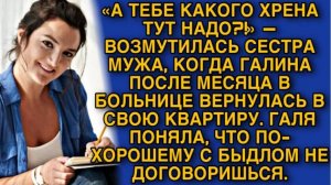 «А ТЕБЕ КАКОГО ХРЕНА ТУТ НАДО?!» — ВОЗМУТИЛАСЬ СЕСТРА МУЖА, КОГДА ГАЛЯ ВЕРНУЛАСЬ В СВОЮ КВАРТИРУ...