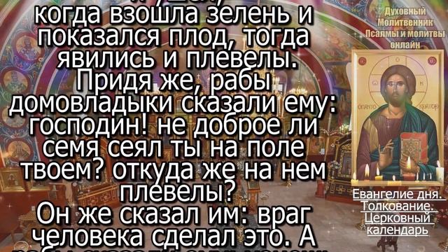 Евангелие дня с толкованием 30 июля 2024 года Вторник Чтимые святые. Церковный календарь