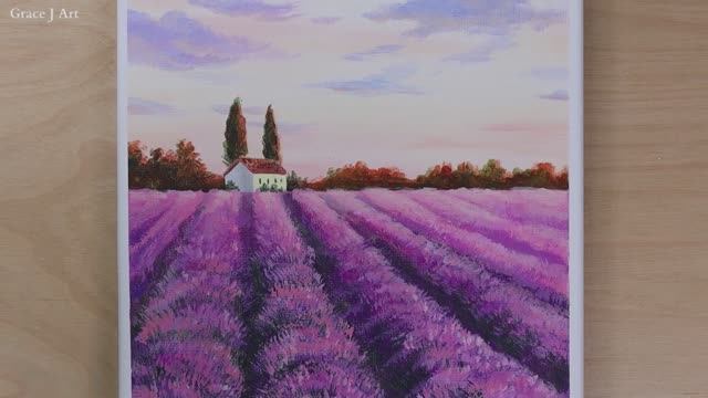 Как просто и красиво нарисовать лавандовое поле / Акриловая живопись для начинающих смотреть онлайн
