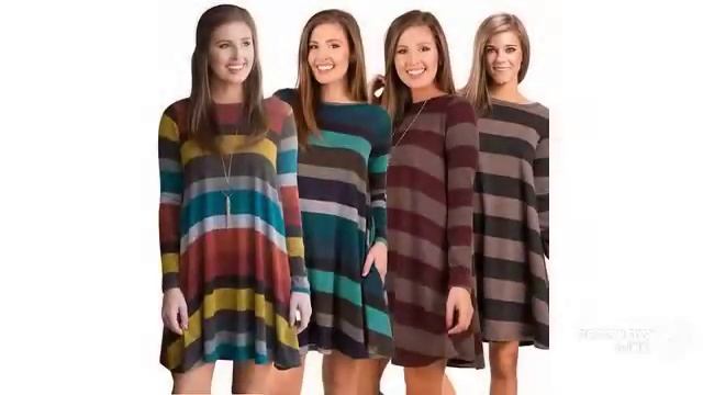 Женская одежда с Aliexpress- необычное платье в полоску смотреть онлайн