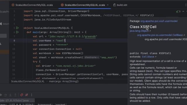 Export data to CSV and Excel by extracting from MySQL DB tables using Scala
