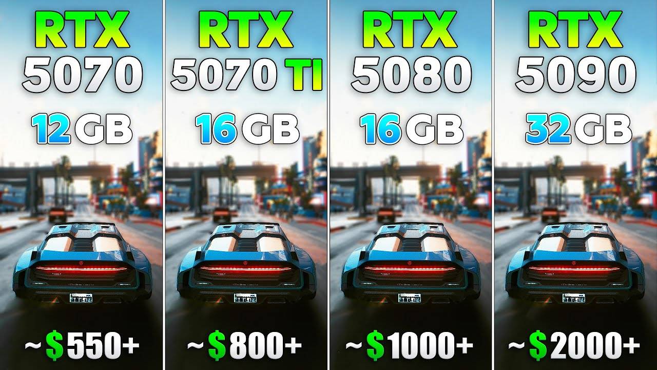 RTX 5070 vs RTX 5070 Ti vs RTX 5080 vs RTX 5090 - тест в 10 играх