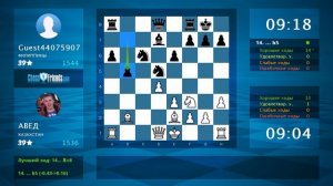 Анализ шахматной партии: АВЕД - Guest44075907, 1-0 (по ChessFriends.com)