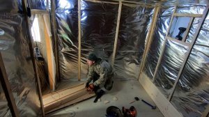 каркасная баня, монтаж вагонки аккумуляторным нейлером black&Dekker