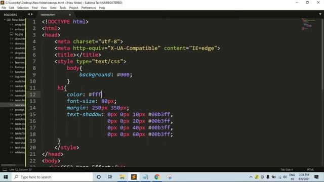 CSS Neon Light Text Effects || CSS3 tutorial in hindi - 2 || Css Text Effects