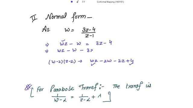 Find the Fixed Points and Normal Form of Bilinear Transformation of w = 3z-4/z-1 CONFORMAL MAPPIN смотреть онлайн