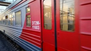 1 апреля 2025 г. Электропоезд ЭТ2М-116 Сообщением Обухово-Тосно Прибывает на станцию Металлострой