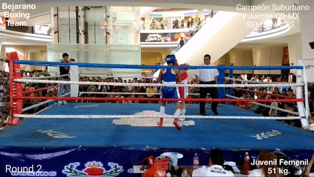 Sonia Herrera G.A.M. Roja vs. Dayana Castro V.C. Azul. Semifinal Juv. Fem. 51 kg. Juegos CD-MX