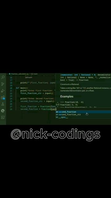 Fraction Calculator Program In Python (Full) - Nekozilla #coding #shorts #python #programming