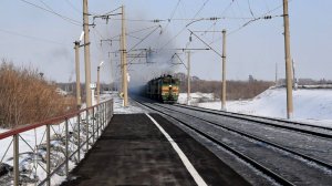 Тепловозы 2ТЭ10М-3434 и 2ТЭ10М-3577. Двойная тяга. Звук 10Д100.