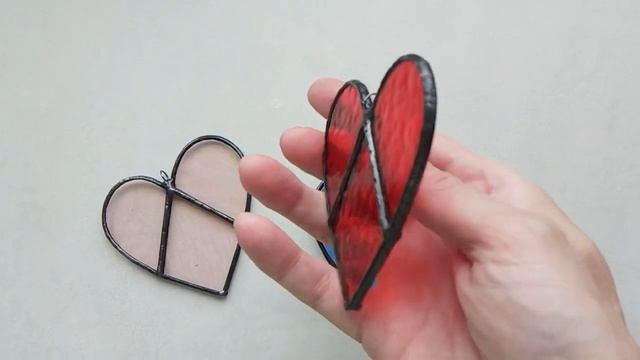 Витраж Тиффани подвеска Сердце. Zirikglass