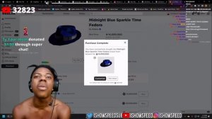 ISHOWSPEED BUYS ROBLOX MIDNIGHT BLUE SPARKLE TIME FEDORA 😂
