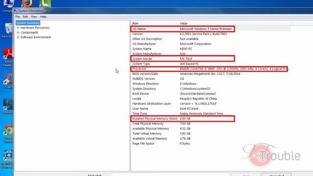 How to check Windows Basic Specs from "My Computer", "msinfo32", "dxdiag"