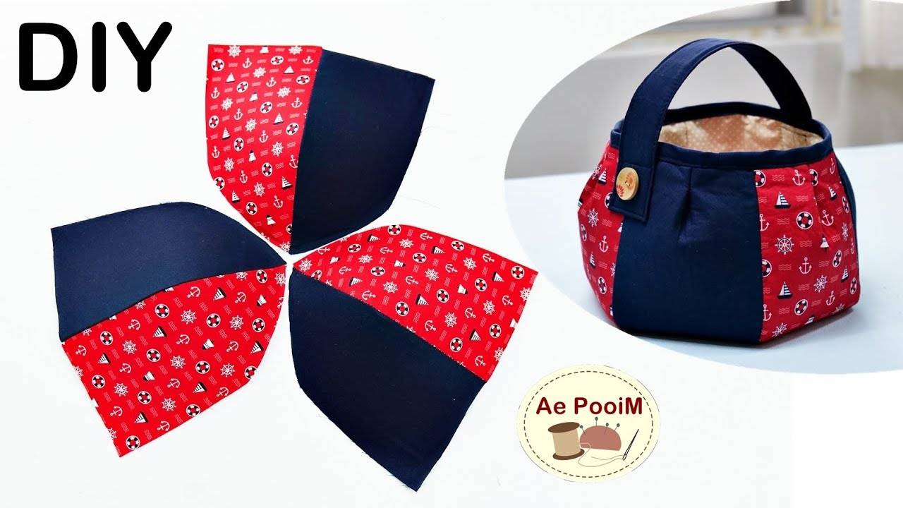 Как сшить тканевую корзину с ручкой. смотреть онлайн