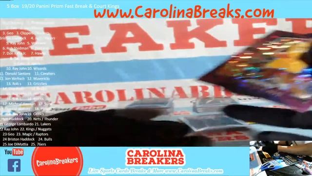 5 Box  19/20 Panini Prizm Fast Break & Court Kings Basketball Mixer