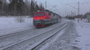 Грузовые поезда России зимой на скорости в Сибири | Железная дорога