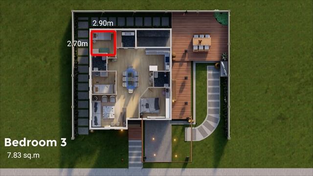 Stunning 9 by 11 meters (25 x 36 ft) 3 Bedroom Bungalow House Design dirty kitchen 94 sqm(1011sq ft смотреть онлайн