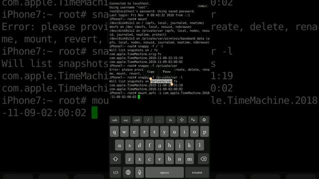 A demo about mounting/unloading arbitrary apfs snapshots (for iOS 10.3 to 12.0.1) смотреть онлайн