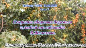 Железов Валерий. Вебинар 333. ч.2. Секреты здоровья деревьев и людей от садовода В.Железова.