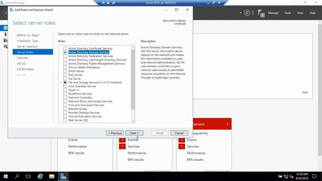How to install AD DS Role In Microsoft Server 2016 смотреть онлайн