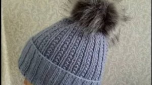 ВЯЗАНИЕ СПИЦАМИ!КРАСИВАЯ ШАПКА С ПРОСТЫМ УЗОРОМ!Смогут даже начинающие