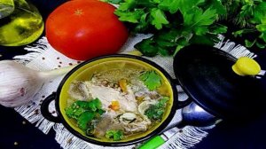 Куриный бульон с гречкой и чесноком