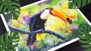 🎨 Релаксирующее рисование акварелью – Тукан на ветке | Спокойный процесс без слов 🖌️