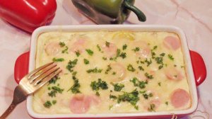 Картофельная запеканка с сосисками и сыром