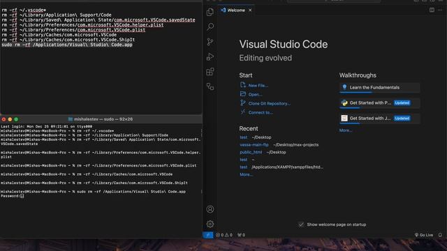 /ml Uninstallation of VS Code on Mac
