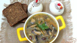 Суп с фасолью и грибами