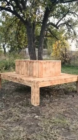 Простая конструкция скамейки вокруг дерева🔨 #shorts #garden #советы
