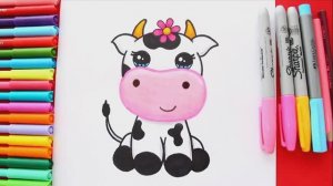 Научитесь легко рисовать милую КОРОВУ KAWAII