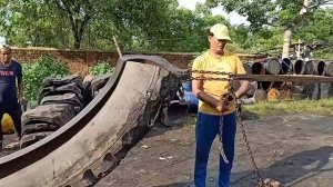 Конвейерная лента из автомобильных шин.