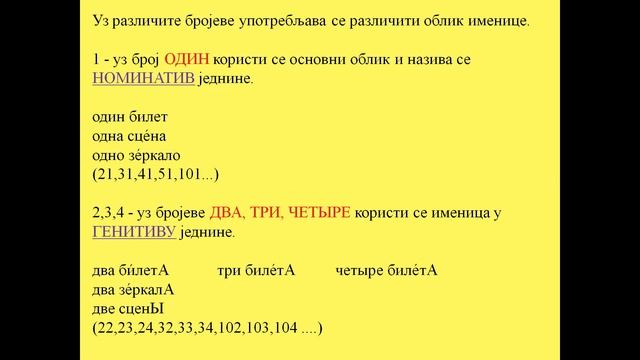 Имена числительные   - 6. разред (2.година учења)