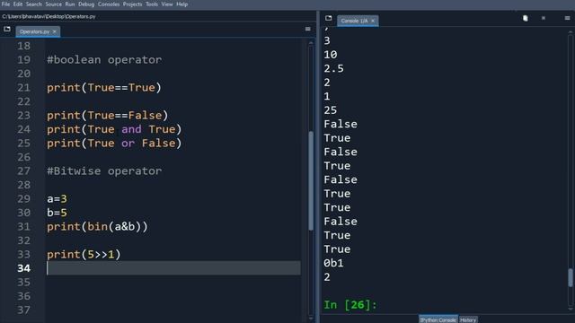 Python Arithmetic, Comparison/Relational, Logical/Boolean, Bitwise, Assignment, Special Operators