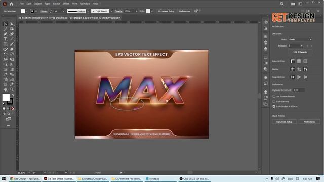 3d Text Effect illustrator # 1 Free Download   Get Design смотреть онлайн